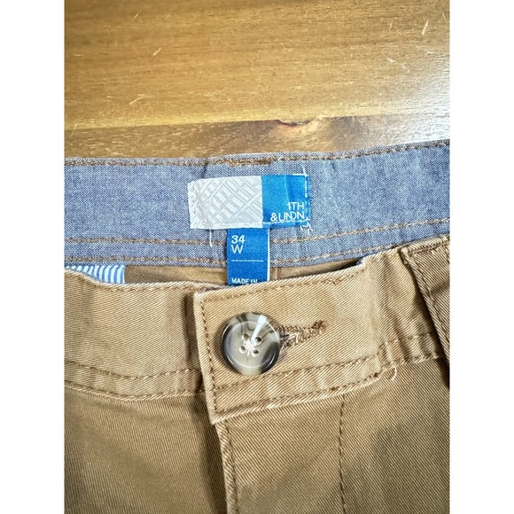 Men's Khaki Chino Shorts Classic Flat Front Casual Summer Cotton - Picture 2 of 5